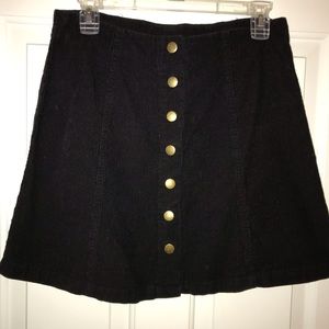 Black button corduroy skirt